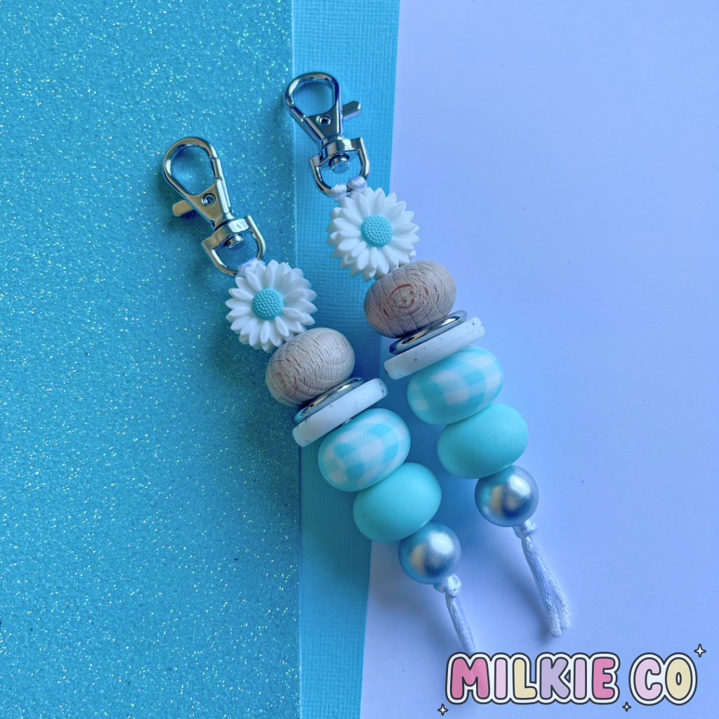 Aqua Bloom Beaded Keychain All Products