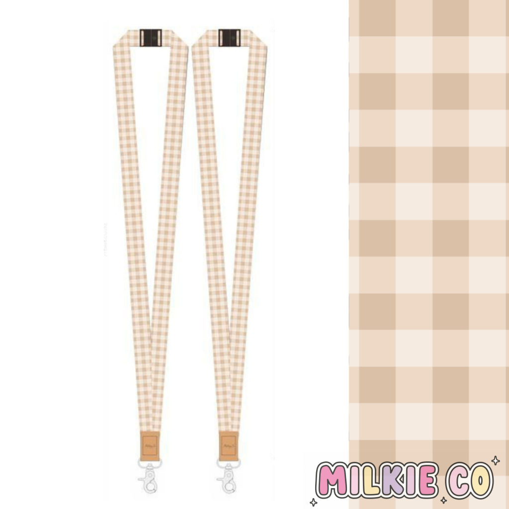 Beige Gingham Fabric Lanyard All Products