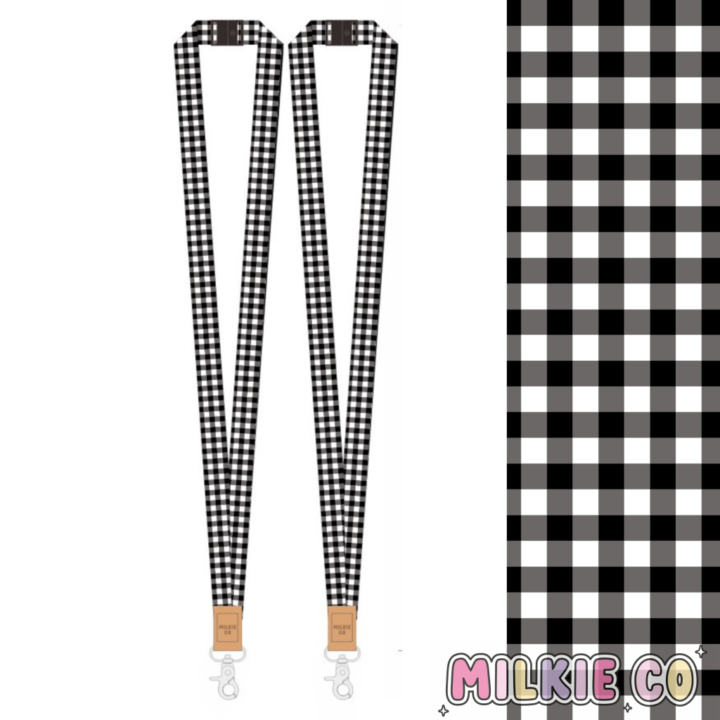 Black Gingham Fabric Lanyard *Pre-Order: Ships Mid Jan* All Products