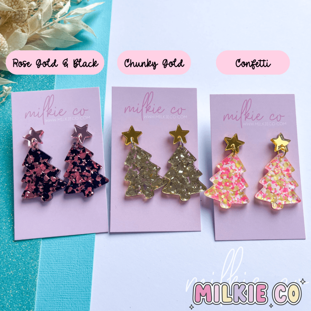 Christmas Tree Dangles Chunky Gold