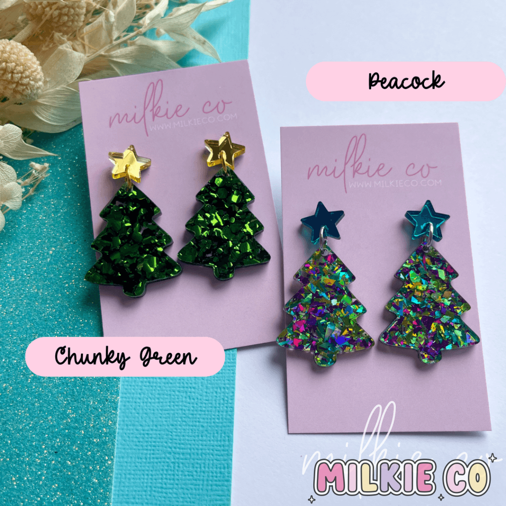 Christmas Tree Dangles Chunky Green