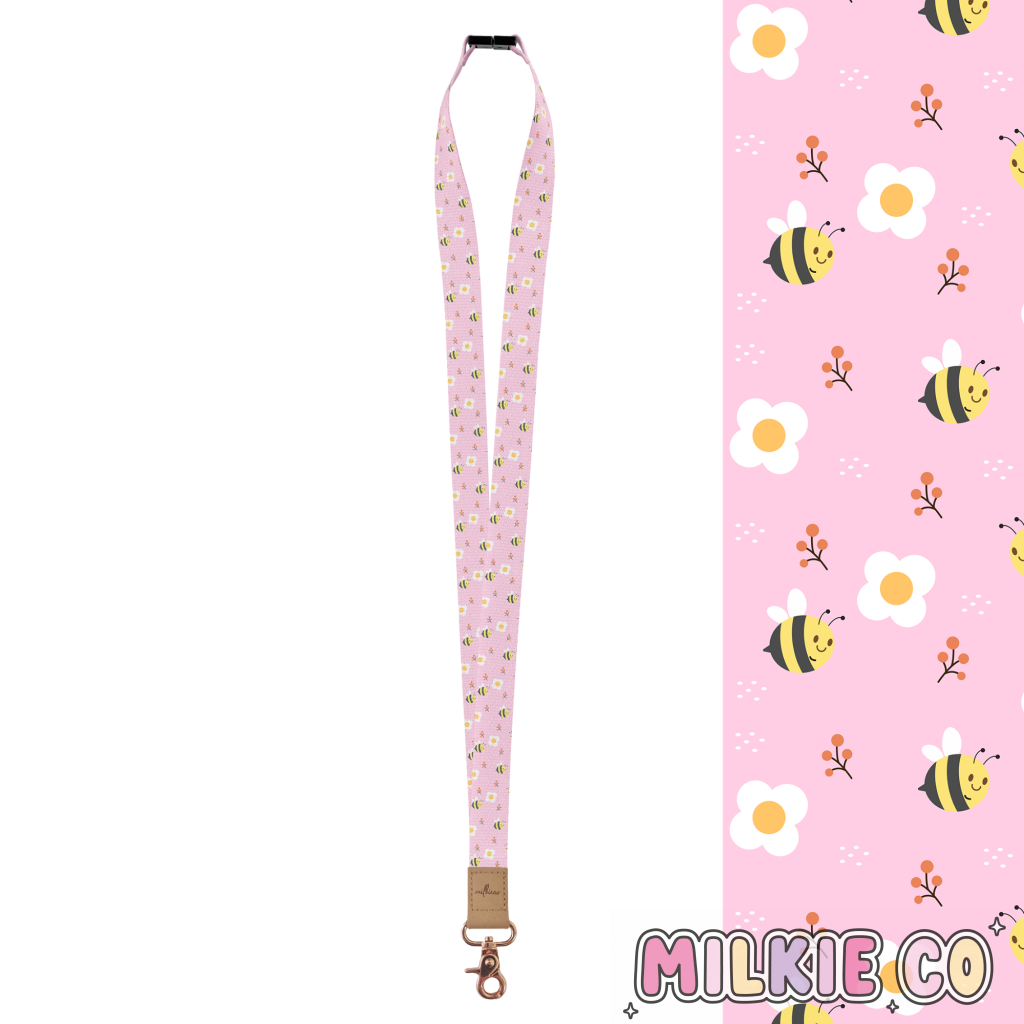 Pink Bee Fabric Lanyard All Products