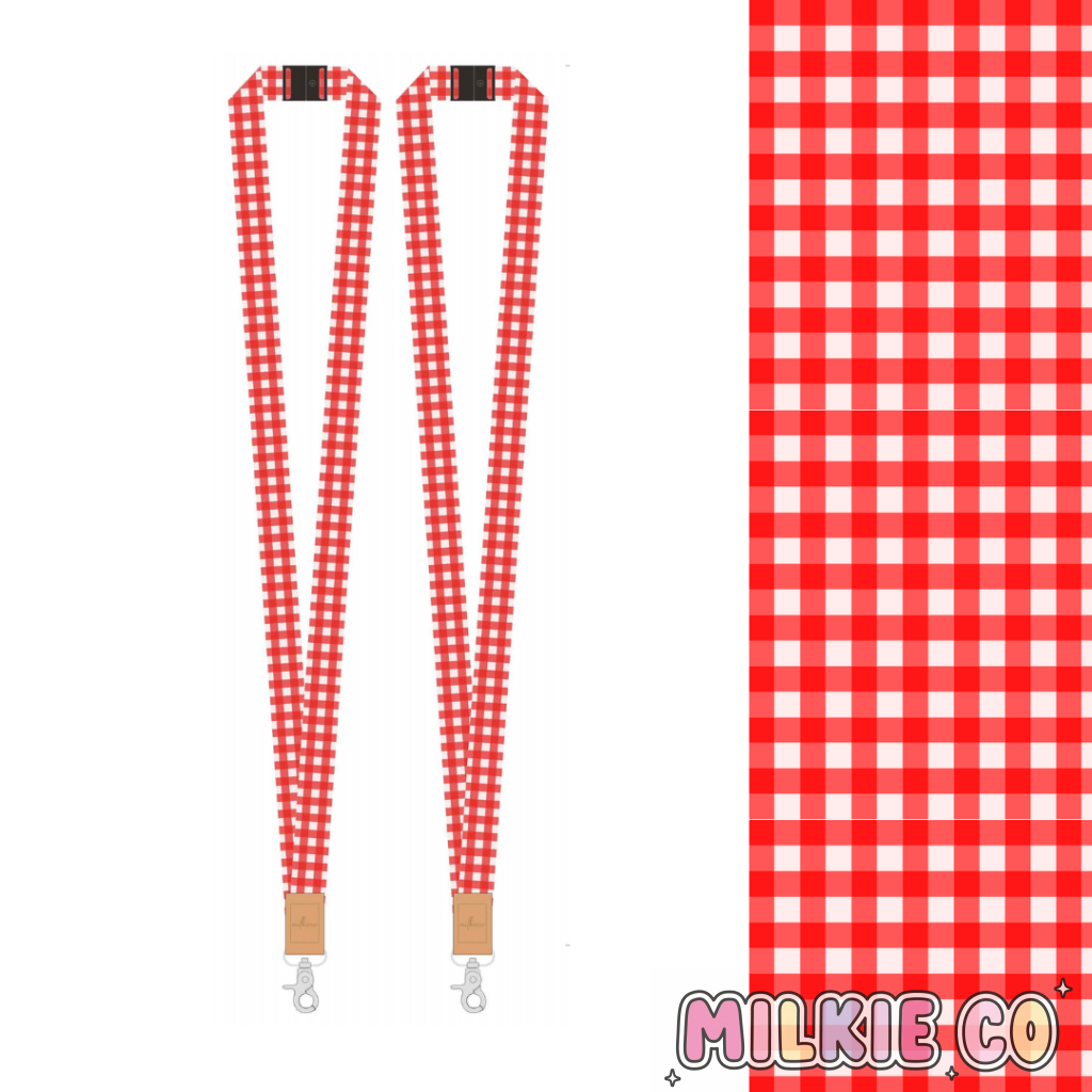 Red Gingham Fabric Lanyard All Products