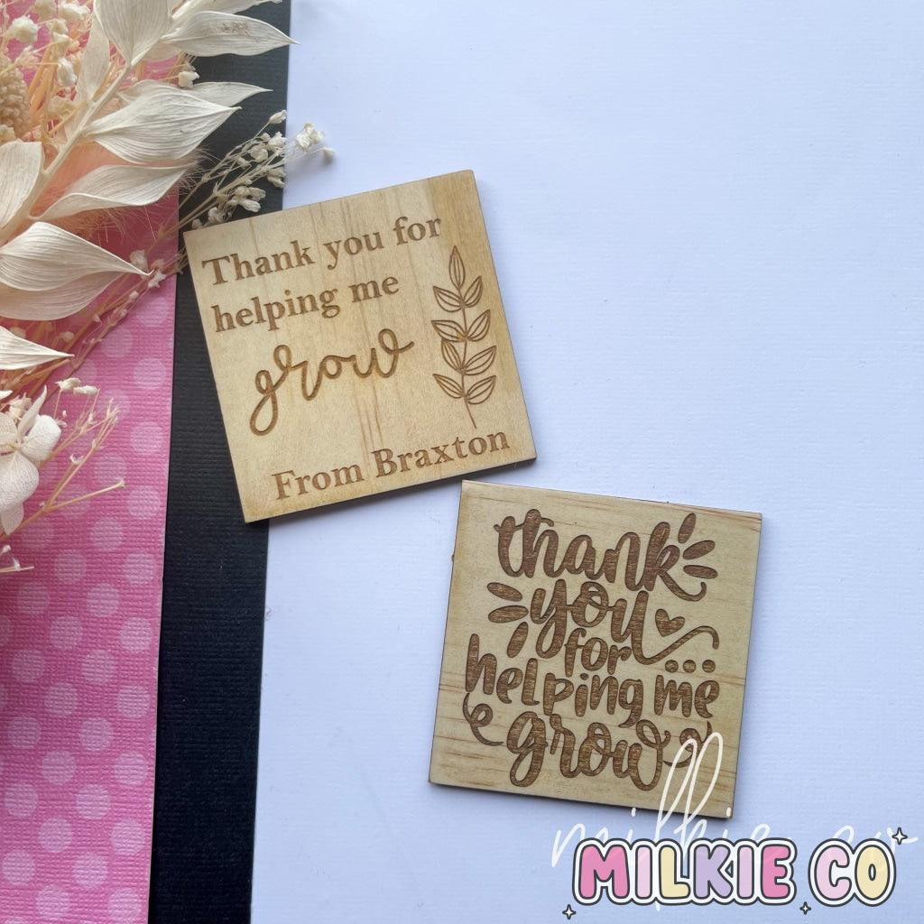 Wood Card: Thank You For Helping Me Grow All Products